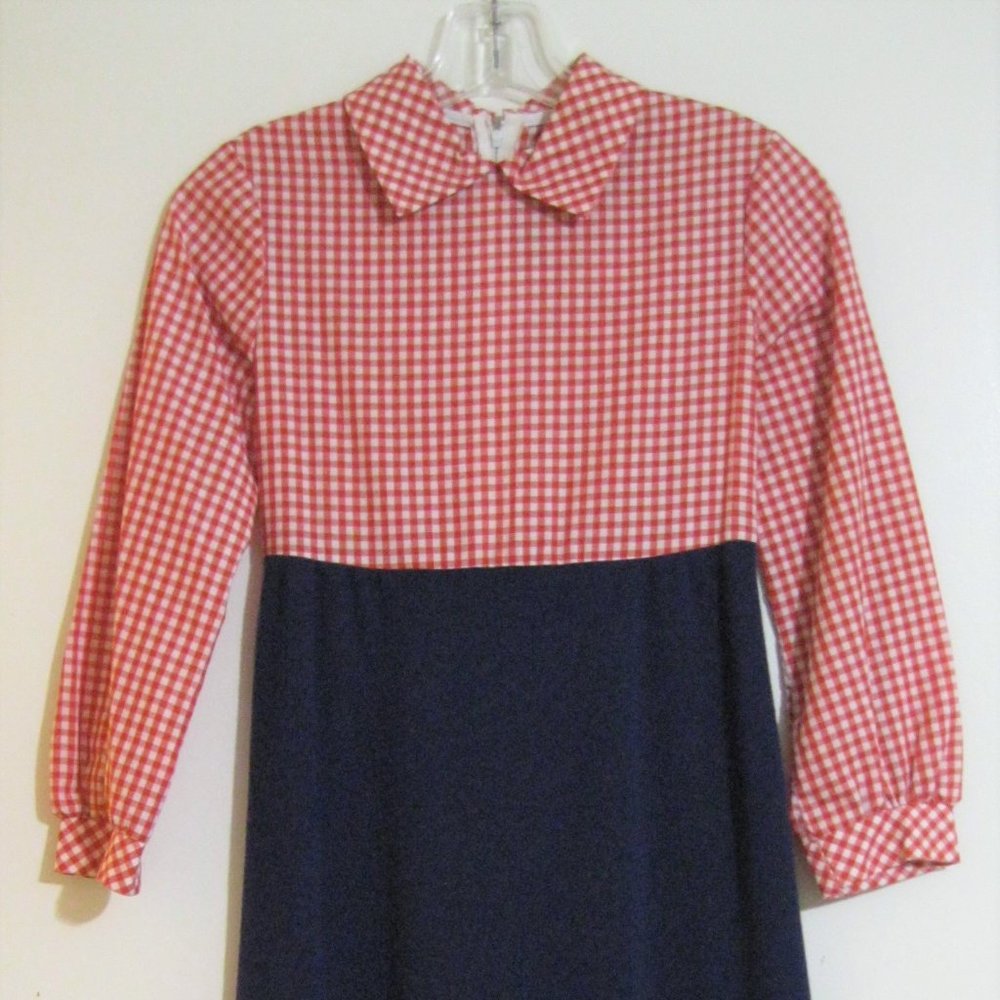 Vintage 70s Girl's Florence Eisewau Checkered Maxi Dress size 10